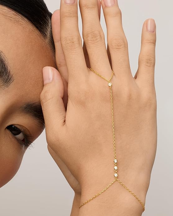 Náramek Beaded Handchain | zlato