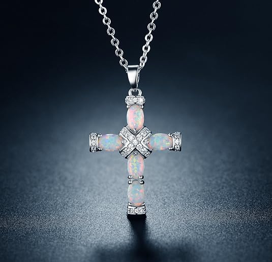 Lumen Opal Kreuz Halskette | Gold