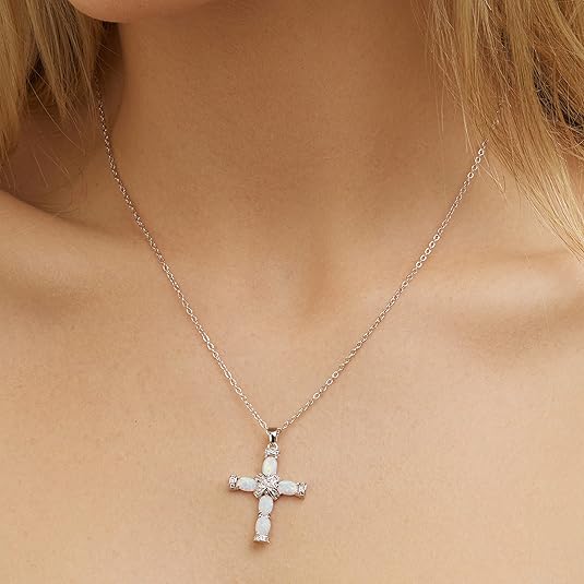 Lumen Opal Kreuz Halskette | Gold