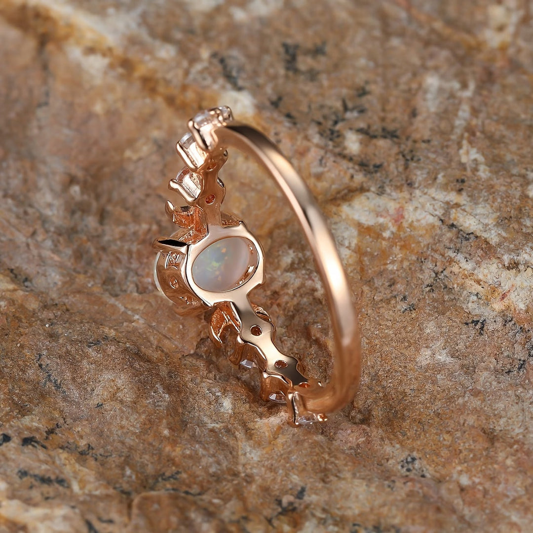 Anello Luna Crescente Opale | Oro Rosa