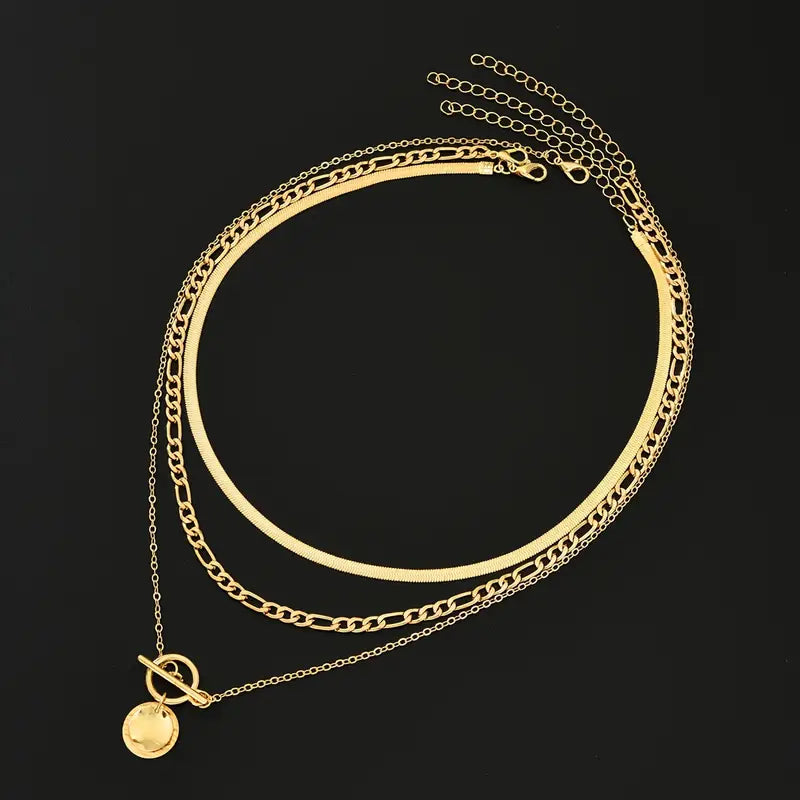 Savira Strukturierte Münz-Lagenkette | Gold