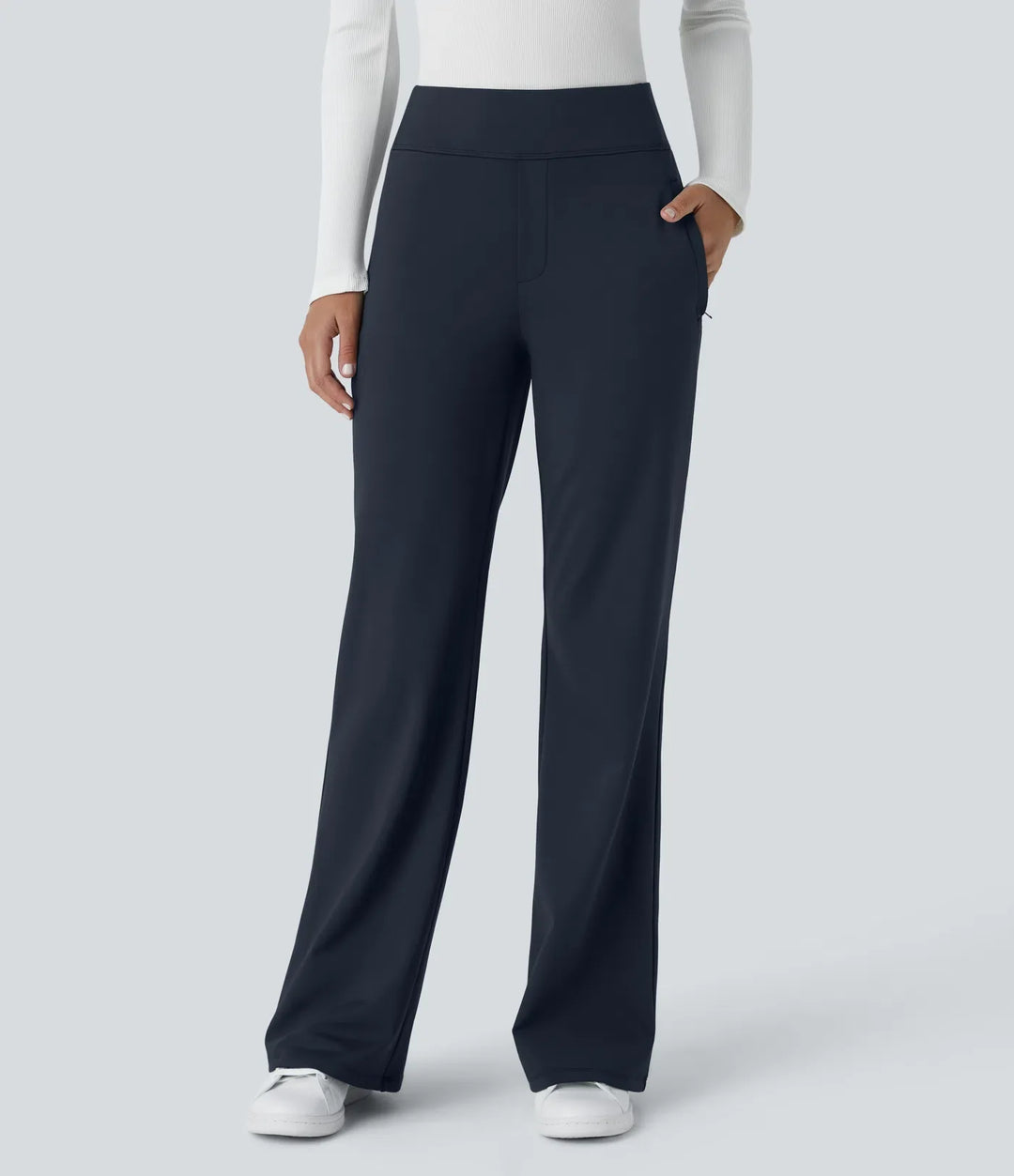 Velouré Flex™ Mid Rise Side Zipper Pocket Work Flare Pants