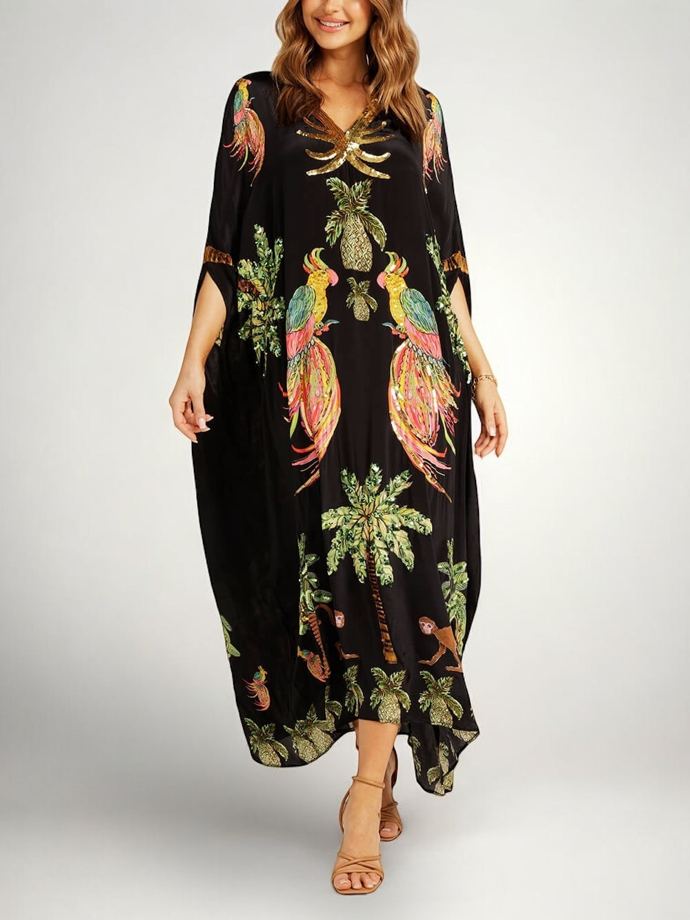 Sahara drop shoulder coconut tree printed dress