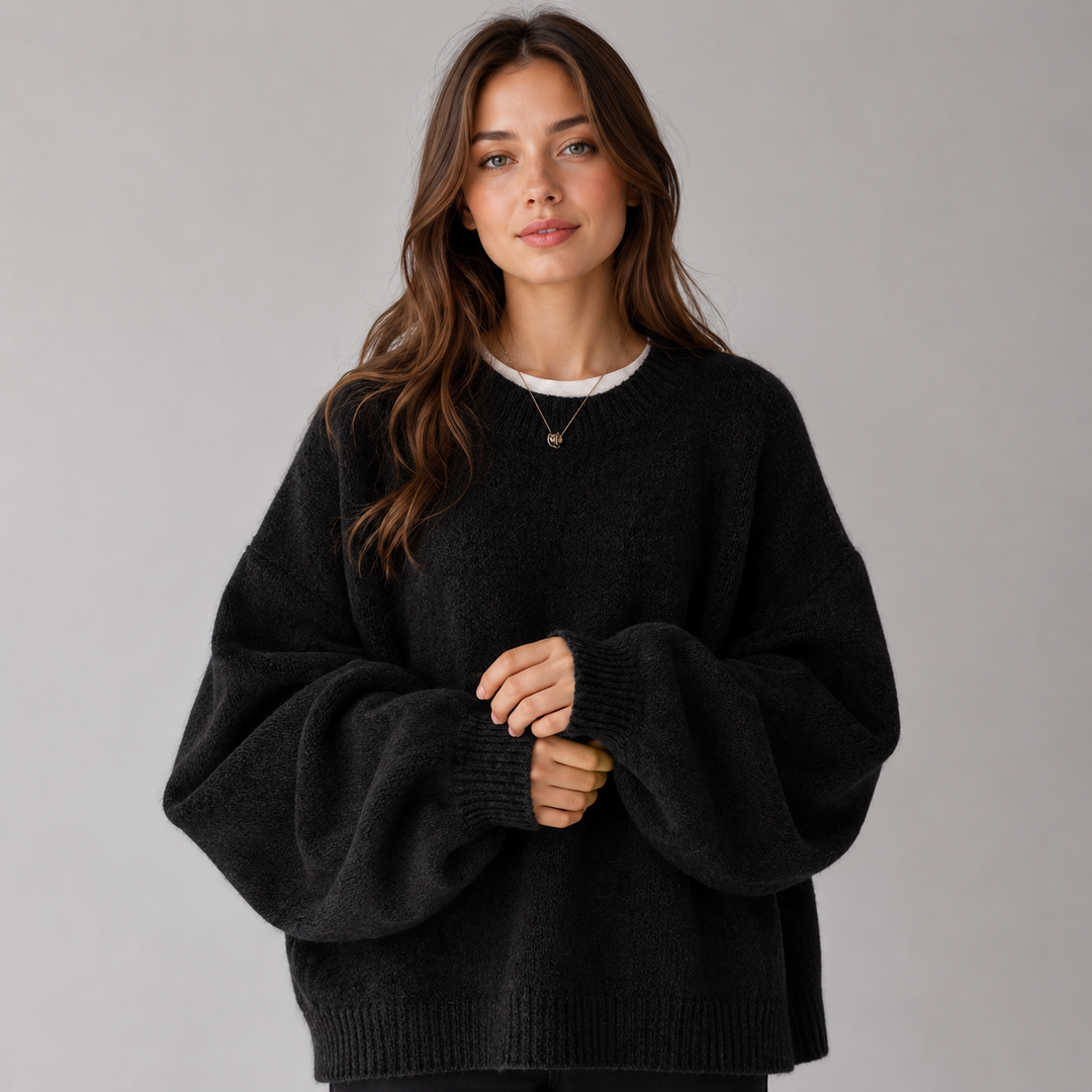 Women's Drop Shoulder Sweater with Split Hem