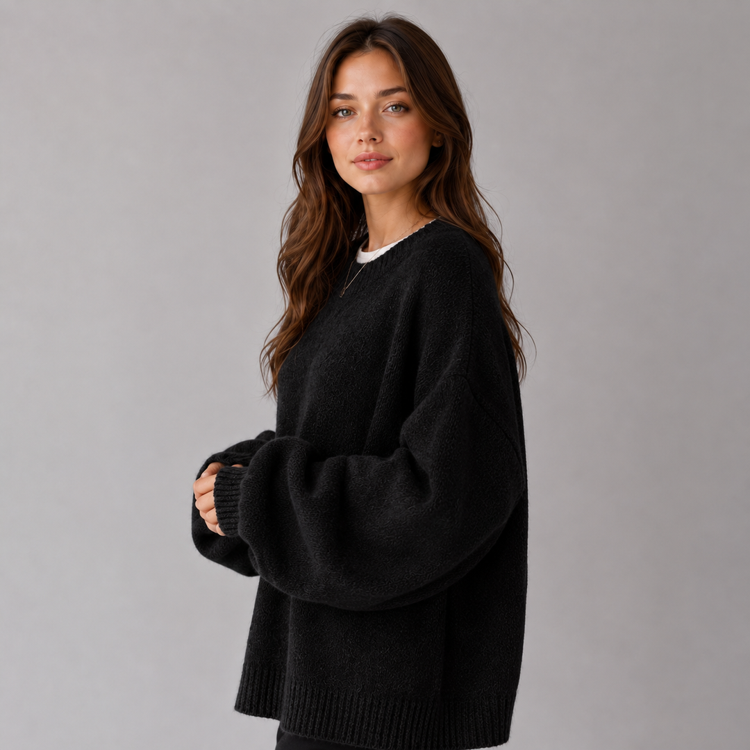 Women's Drop Shoulder Sweater with Split Hem