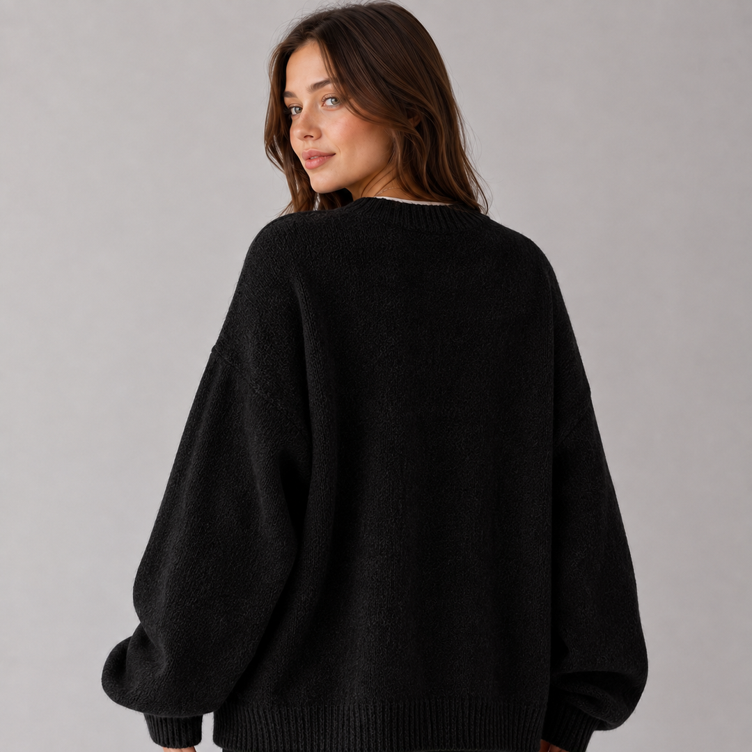 Women's Drop Shoulder Sweater with Split Hem