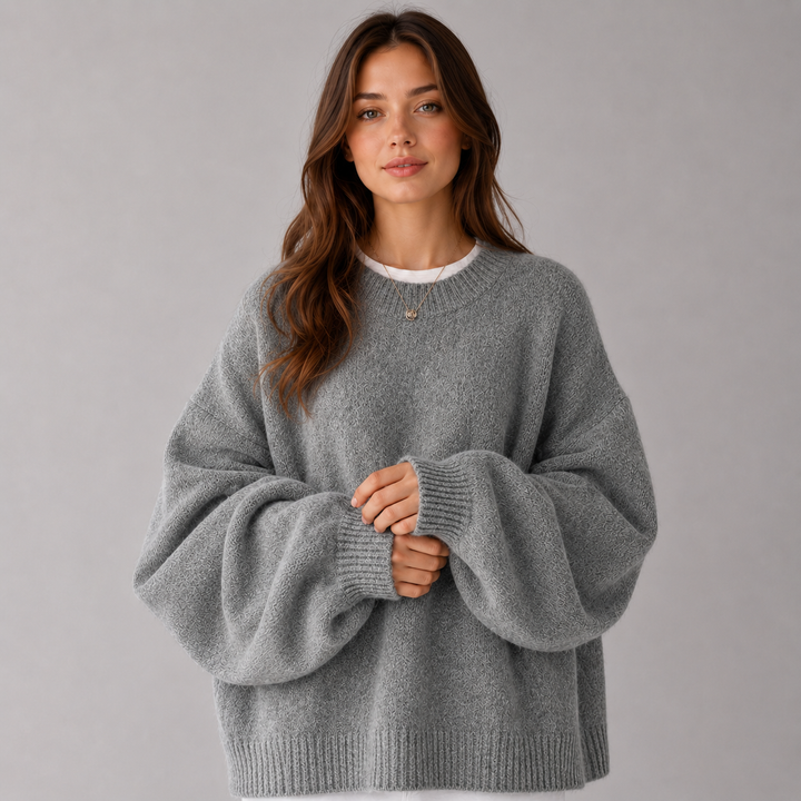 Women's Drop Shoulder Sweater with Split Hem