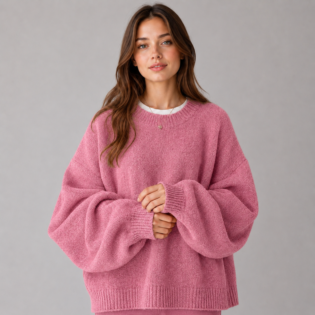 Women's Drop Shoulder Sweater with Split Hem