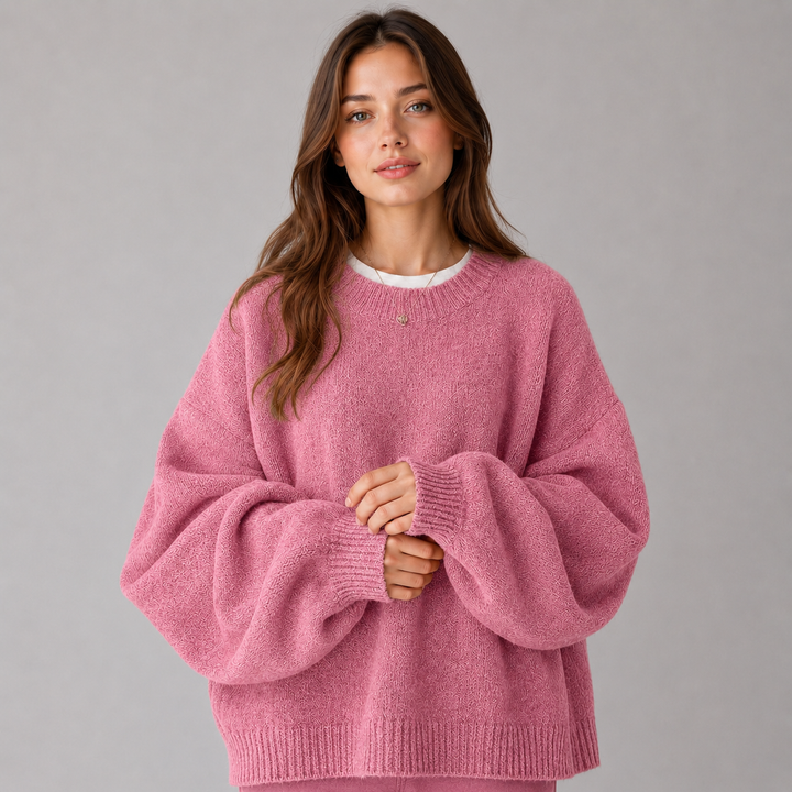 Women's Drop Shoulder Sweater with Split Hem