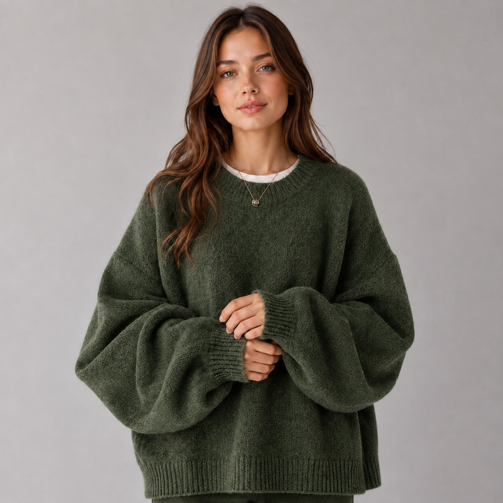 Women's Drop Shoulder Sweater with Split Hem