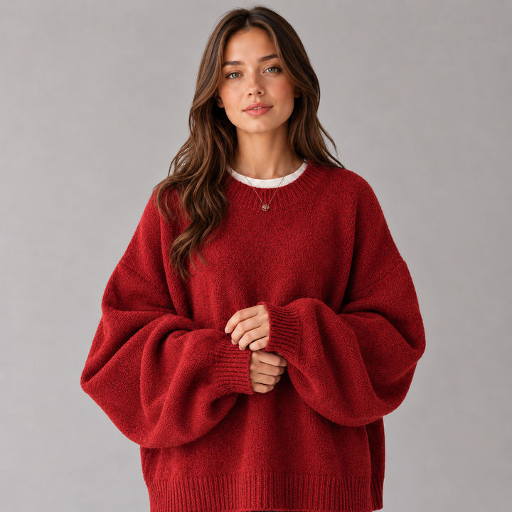 Women's Drop Shoulder Sweater with Split Hem