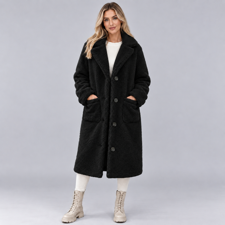 Women's Lined Faux Fur Jacket with Button Front