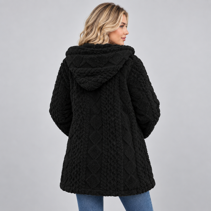 Women's Hooded Teddy Jacket, Borg Fleece Zip-Up
