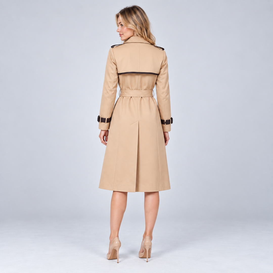 Women's Longline Double-Breasted Belted Trench Coat