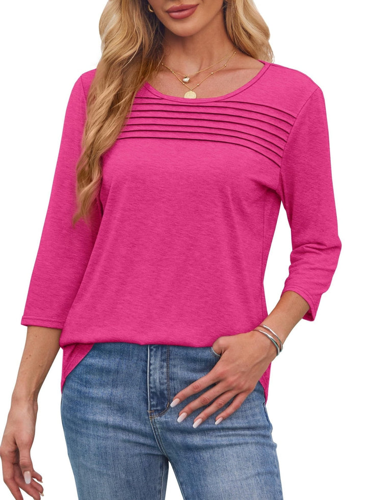 Mona | Blusa Plissada de Manga 3/4