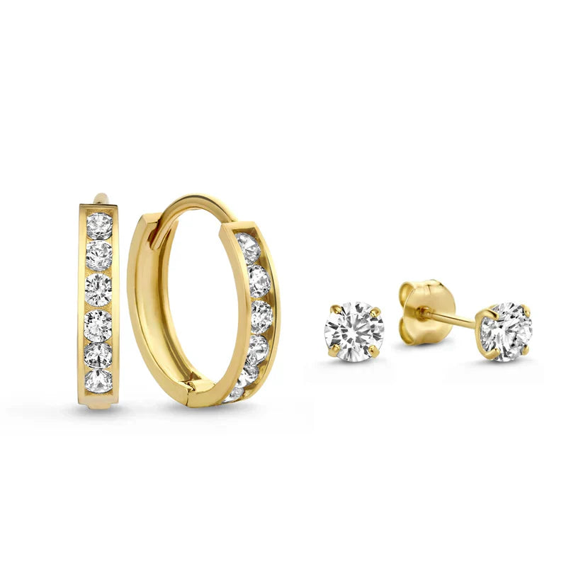 Dara Brillane Stone Ohrring-Set | Gold