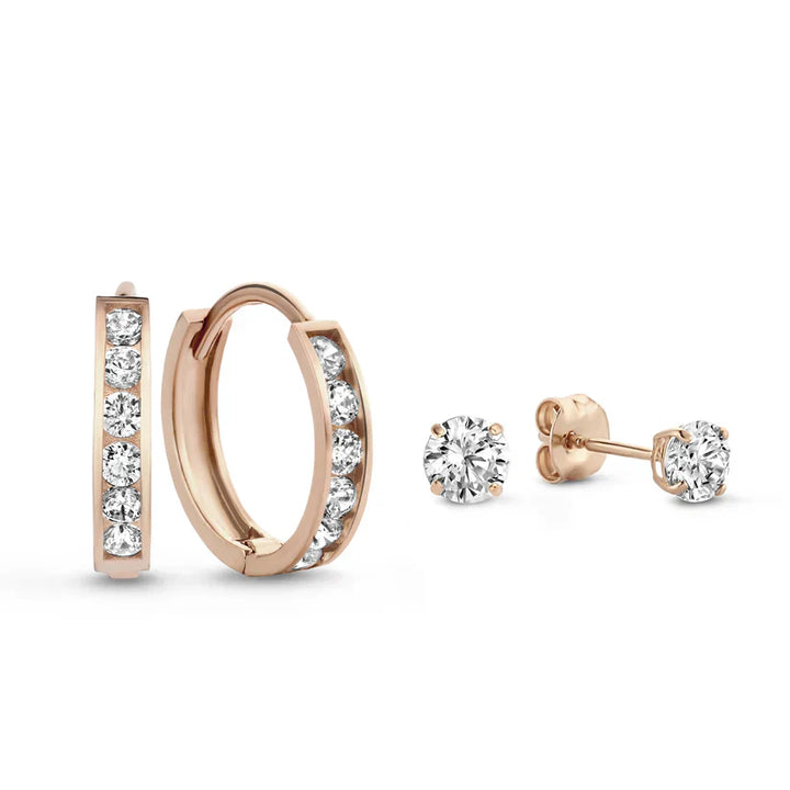 Dara Brillane Set de Pendientes de Piedra | Oro Blanco