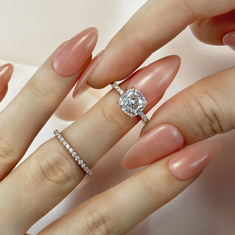 Braut-Kissen 2-teiliges Ring-Set | Roségold