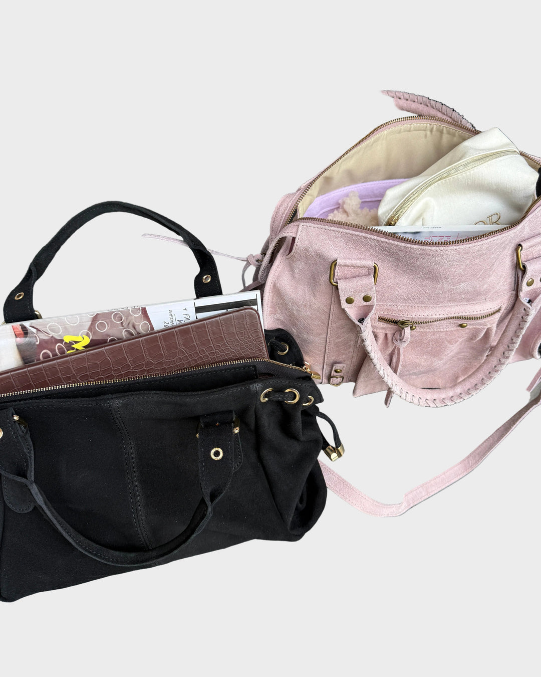It Girl leather tote bag in vanilla pink