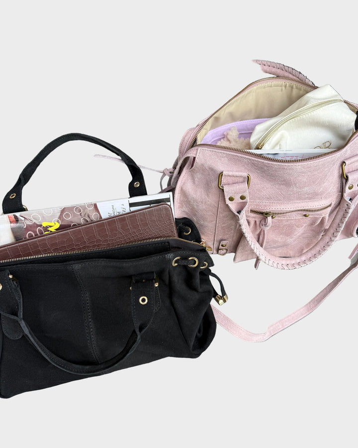 It Girl leather tote bag in vanilla pink