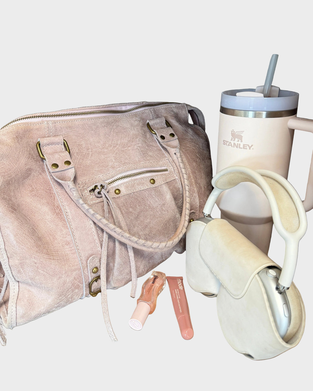 It Girl leather tote bag in vanilla pink