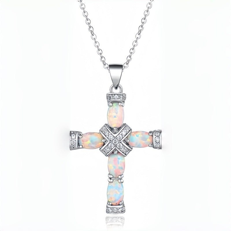 Lumen Opal Kreuz Halskette | Gold
