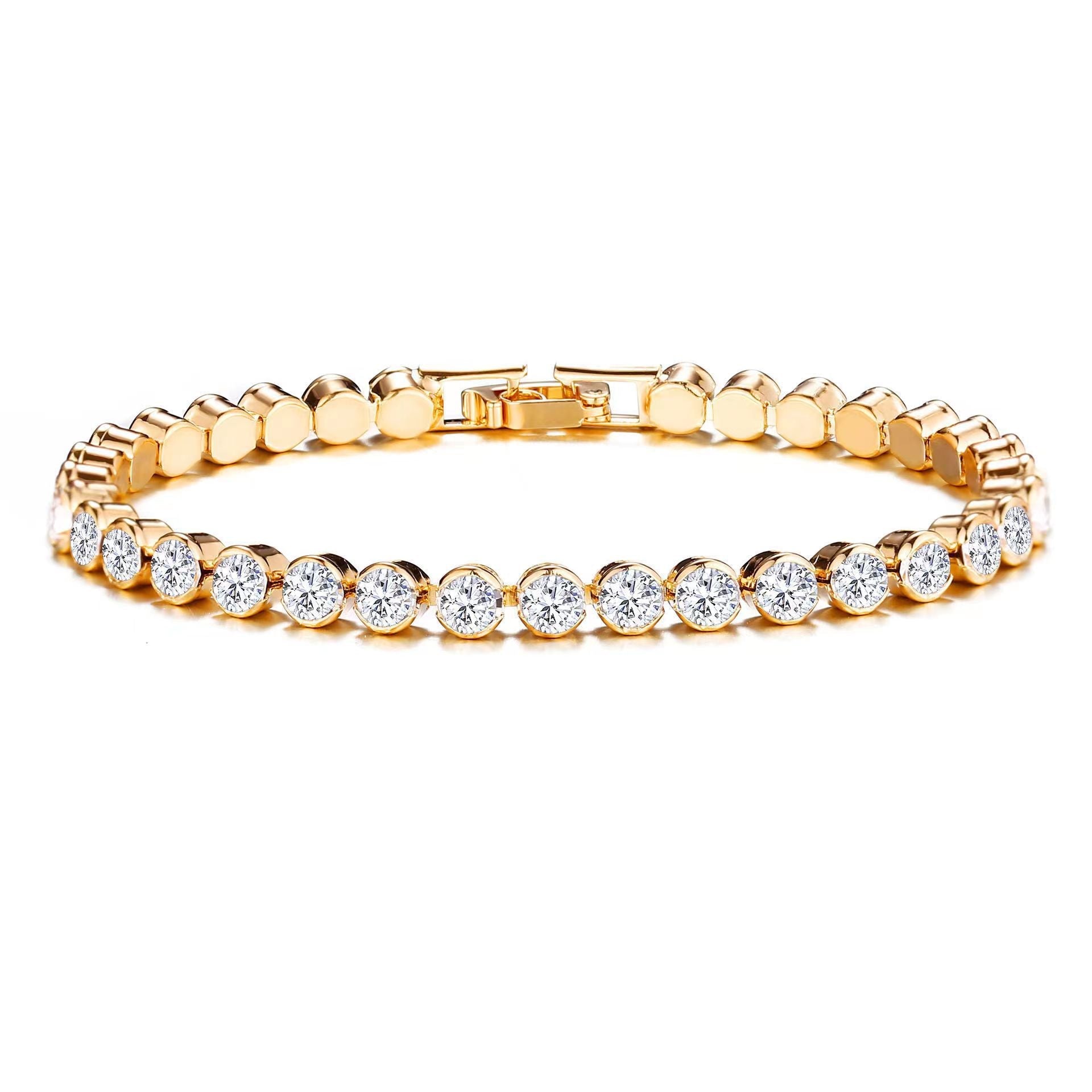 Rundschliff Tennisarmband | Gold