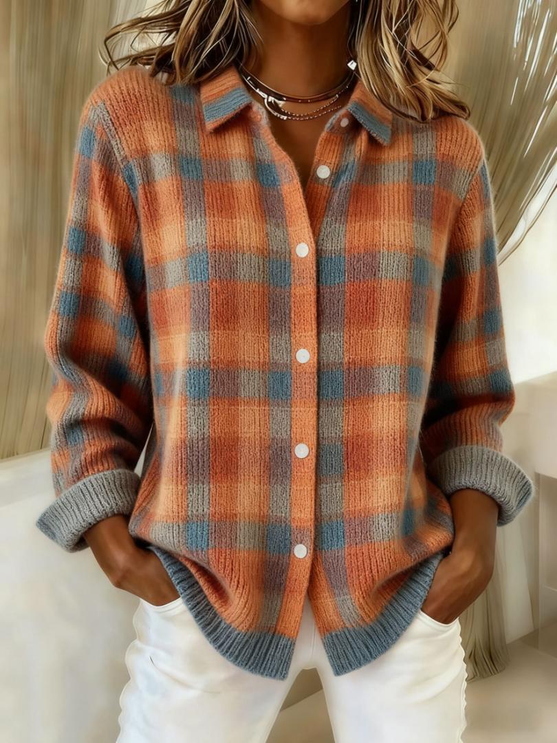 Sofia – Kariertes Bluse aus warmem, weichem Hoodie-Material