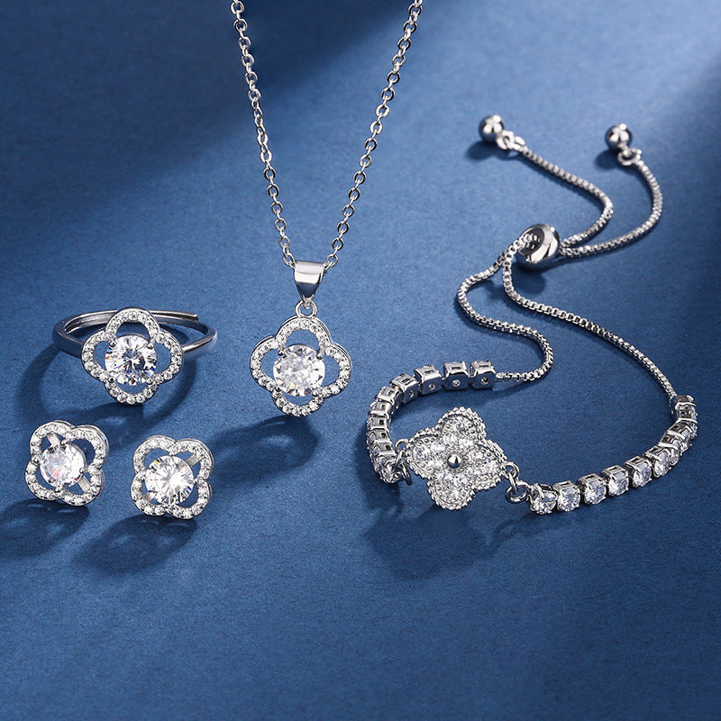Aria Clover Charm Set | Weißgold