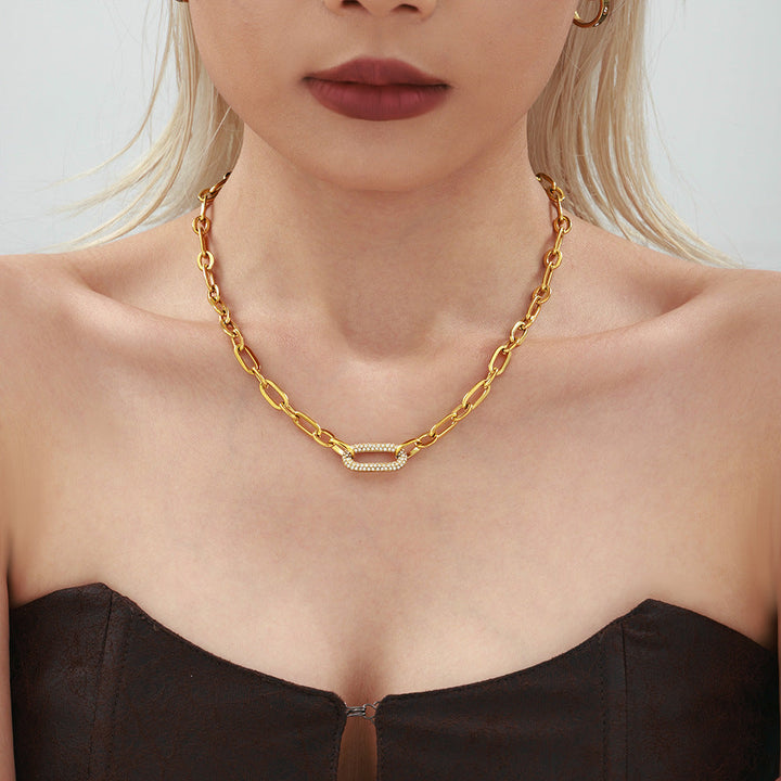 Paved Chunky Chain Link Jewelry Set | Gold