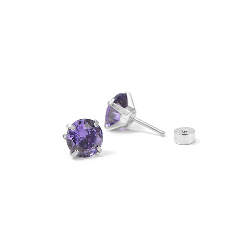 Amethyst runde Stecker | Weißgold
