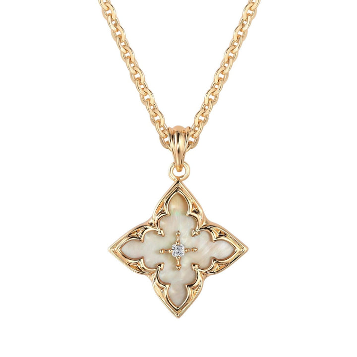 Collana pendente trifoglio bianco | Oro