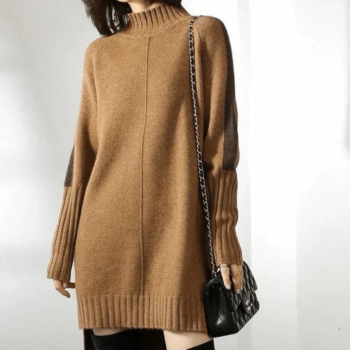 Cozy Turtleneck Sweater Dress for Women with Long Sleeve Oversized Ribbed Knit Relaxed Style