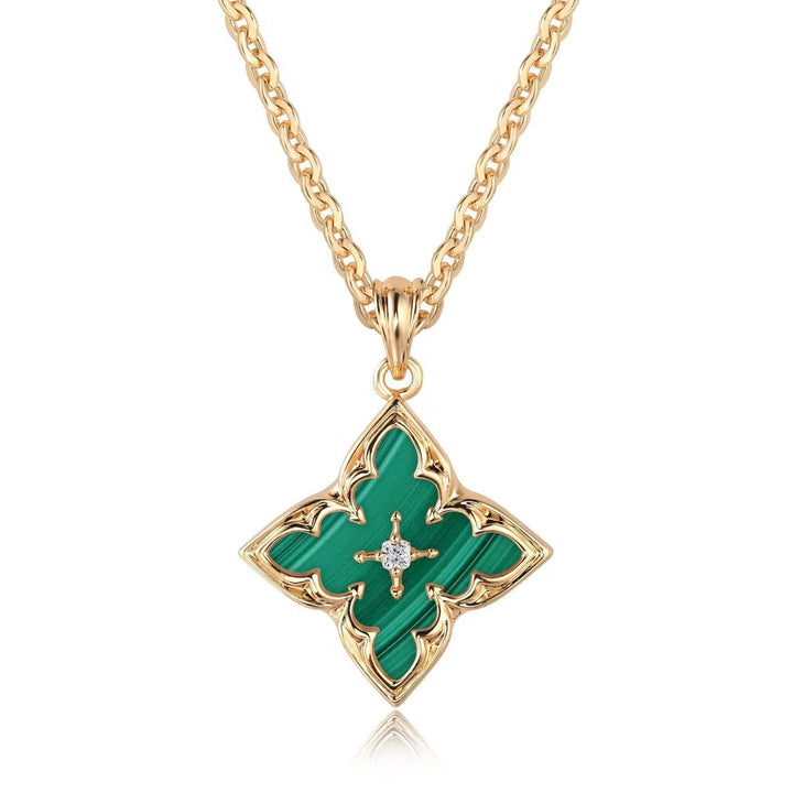 Collana pendente trifoglio bianco | Oro