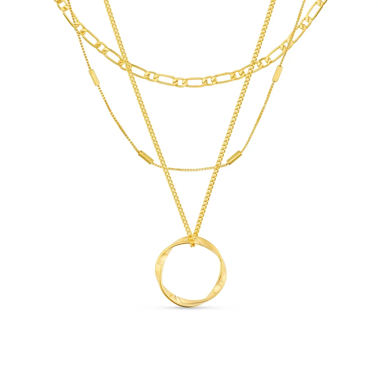 Offener Kreis Dreireihige Halskette | Gold