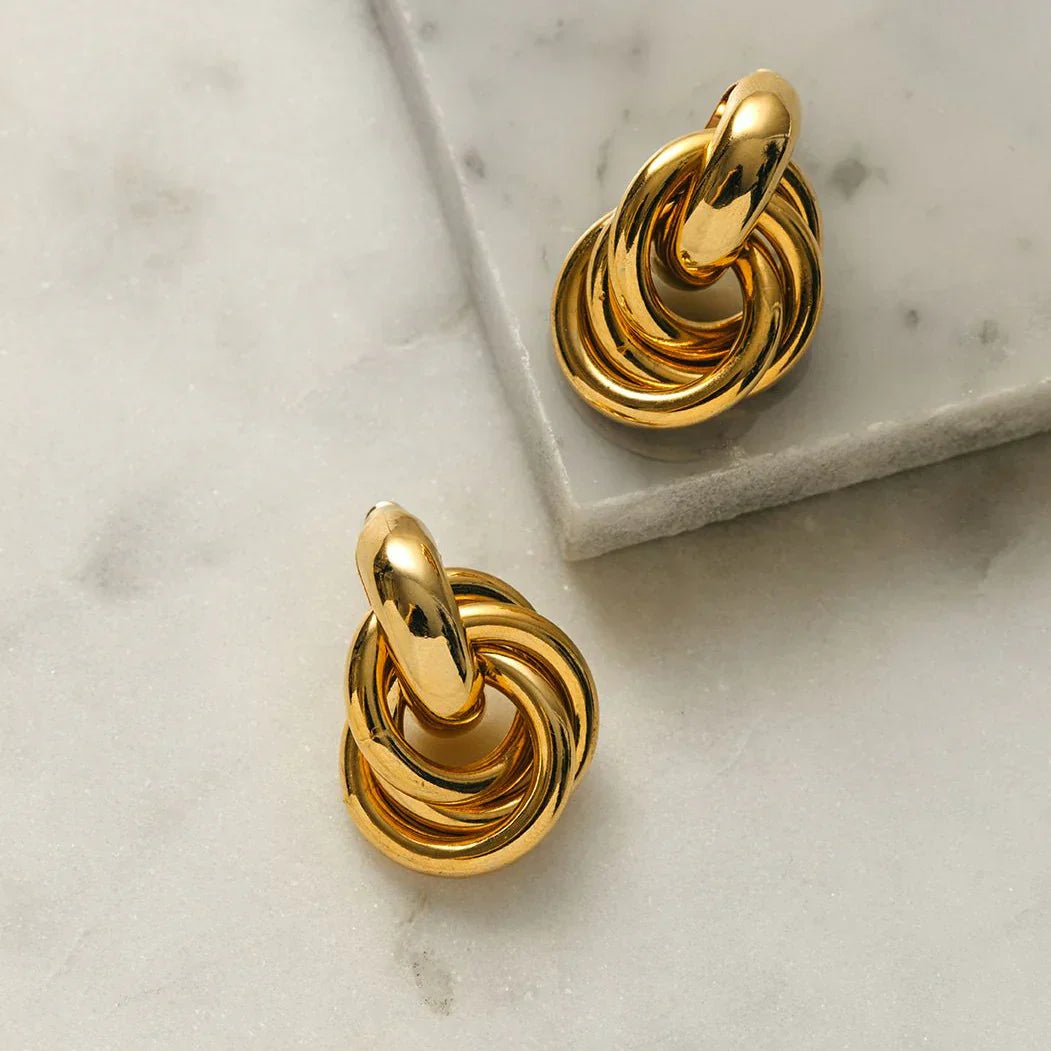 Pendientes entrelazados Statement | Oro blanco