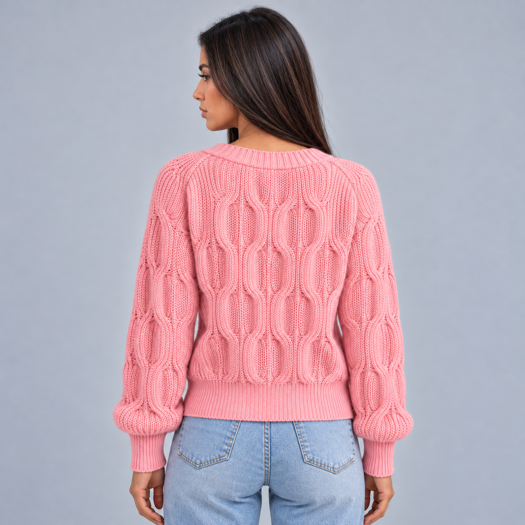 Women's V-Neck Cardigan with Bow Detail