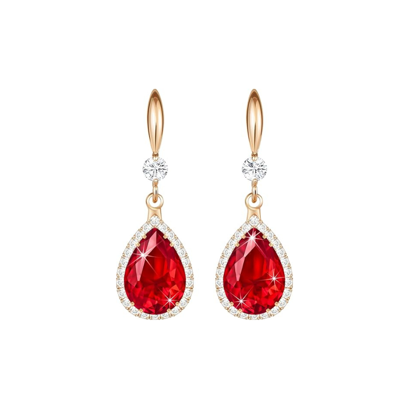 Pendientes Gota Rubí | Oro rosa