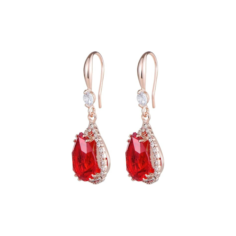 Pendientes Gota Rubí | Oro rosa