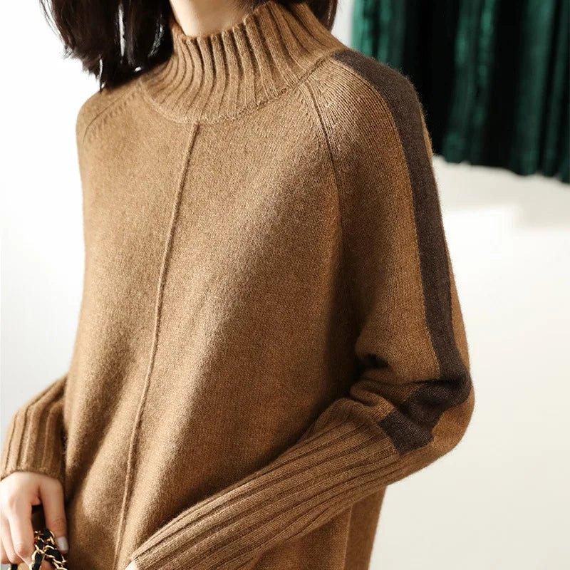 Cozy Turtleneck Sweater Dress for Women with Long Sleeve Oversized Ribbed Knit Relaxed Style