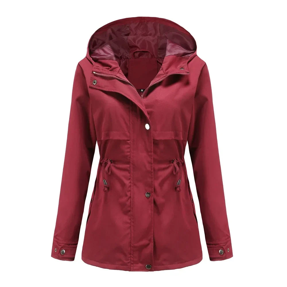 Effortless Anorak Rain Jacket for Women with Hooded Long Sleeve Drawstring Waist Casual Style