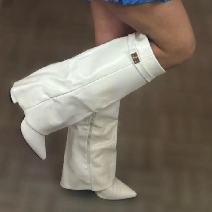 Annette | Women’s Leather Thigh-High Boots with Buckle