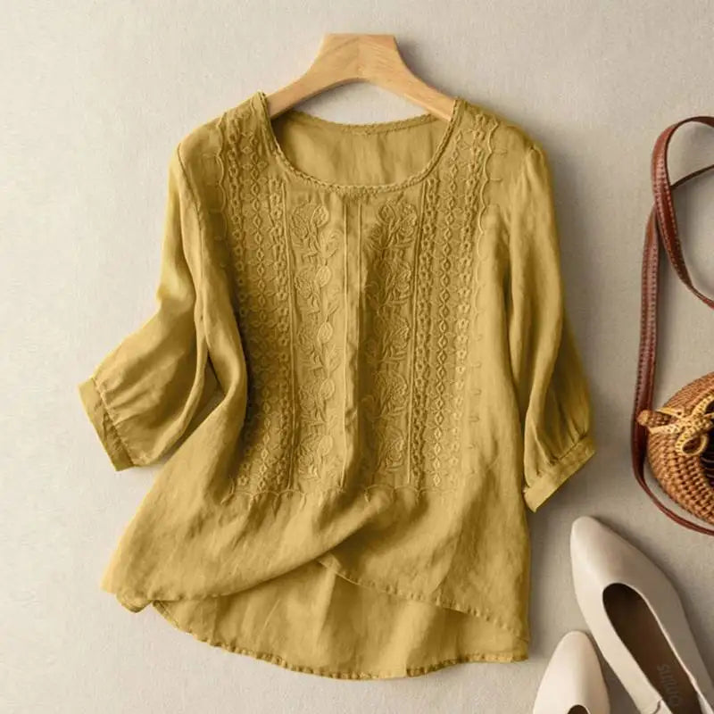 Aurora – Bestickte, lockere Bluse