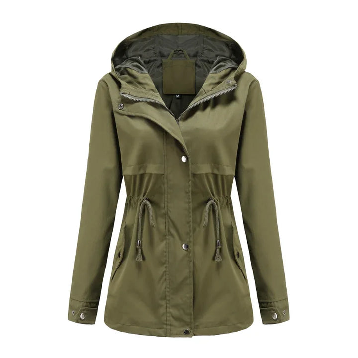 Effortless Anorak Rain Jacket for Women with Hooded Long Sleeve Drawstring Waist Casual Style