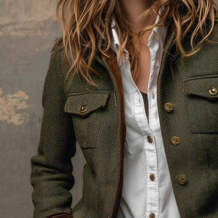 Military Jacket for Women – Army Green Stand Collar Utility Jacket with Pockets, Casual Fall Coat