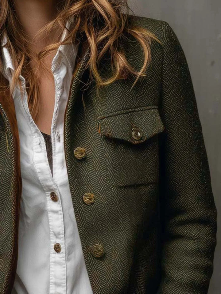 Military Jacket for Women – Army Green Stand Collar Utility Jacket with Pockets, Casual Fall Coat