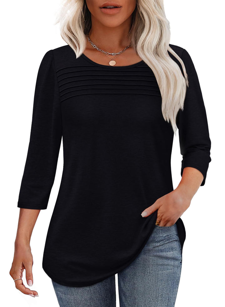 Mona | Blusa Plissada de Manga 3/4