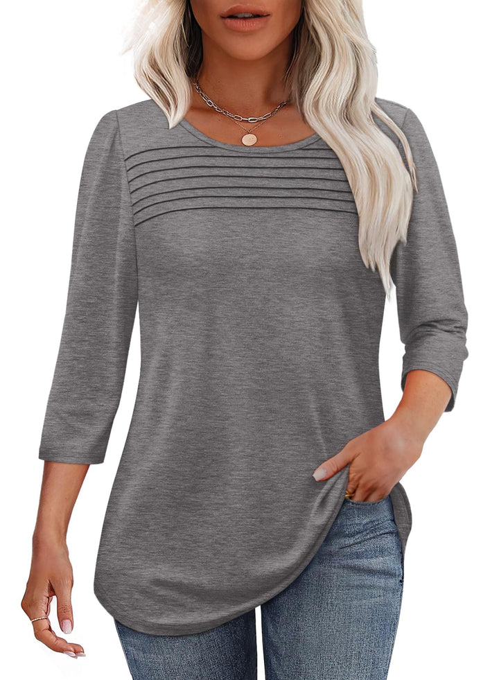 Mona | Blusa Plissada de Manga 3/4