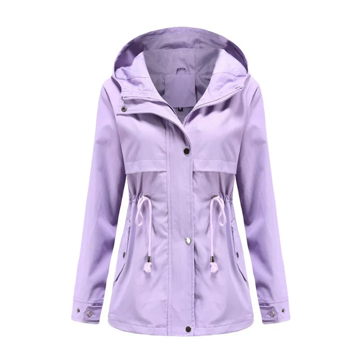 Effortless Anorak Rain Jacket for Women with Hooded Long Sleeve Drawstring Waist Casual Style