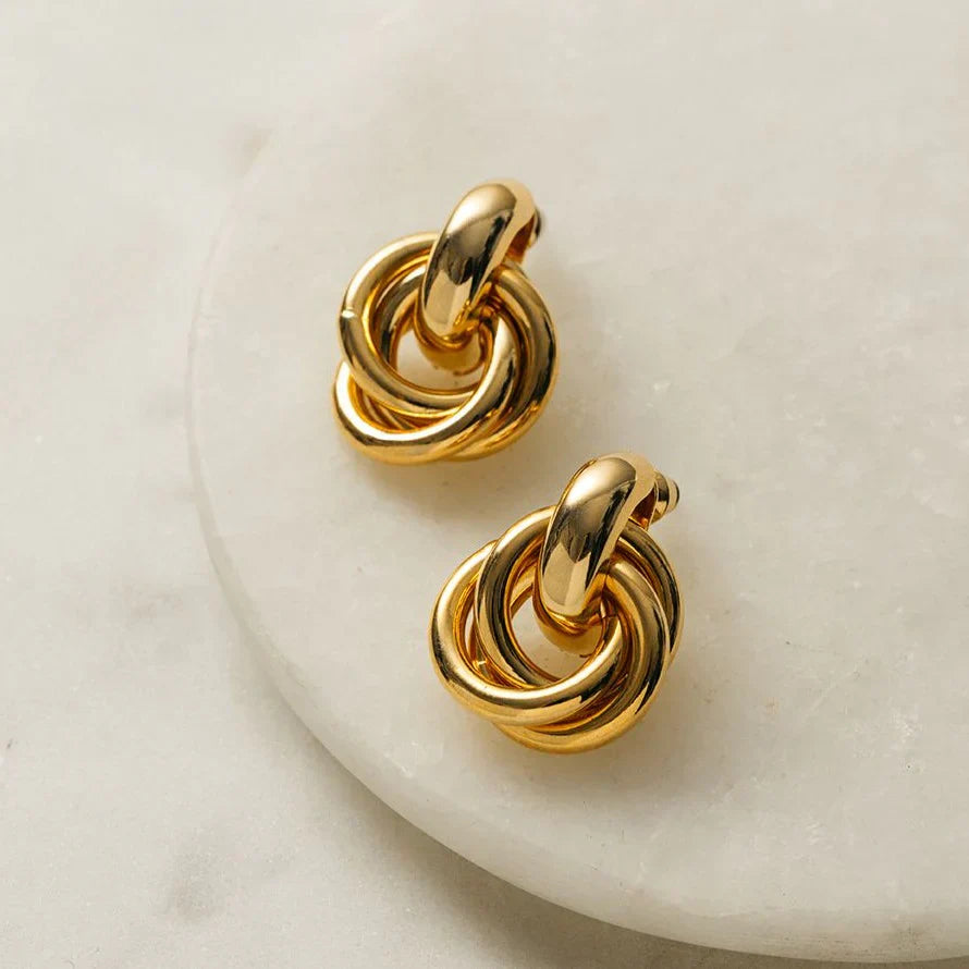 Pendientes entrelazados Statement | Oro blanco